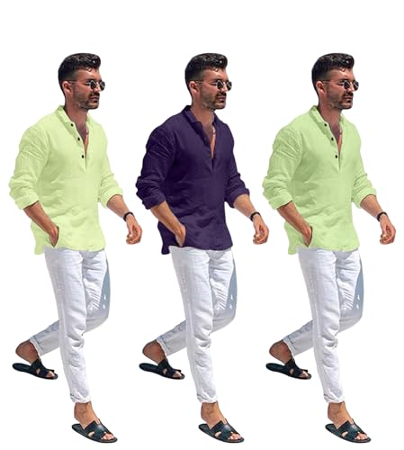 Image of Combo of Men Solid Cotton Blend Straight Kurta Shirt Pack of 2