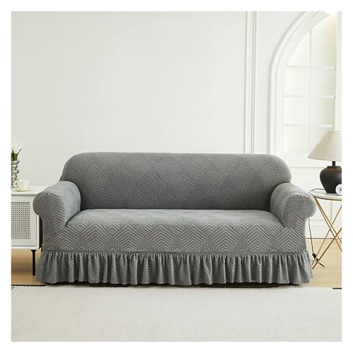 Housse de canapé extensible jacquard grise pour masquer l'usure