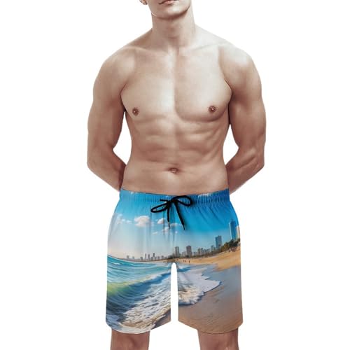 Tel Aviv Israel Men's Swim Trunks Quick Dry Hawaii Board Shorts Bathing Suits Beachwear with Mesh Lining2