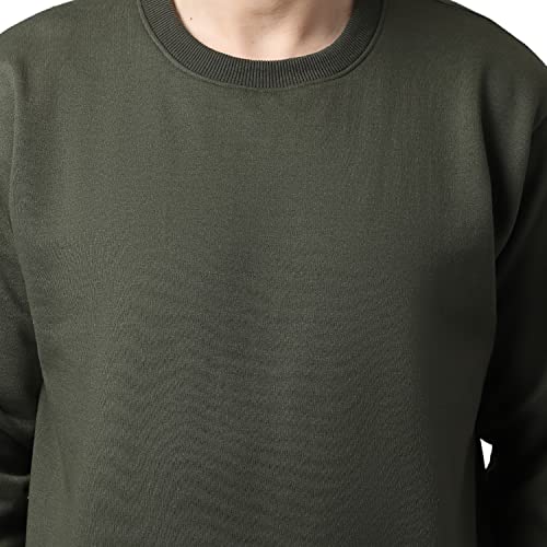 Image of BZR-Men's Fleece Round Neck Regular Sweatshirt (Sw Rrn Black 01-L Black L)(1903)