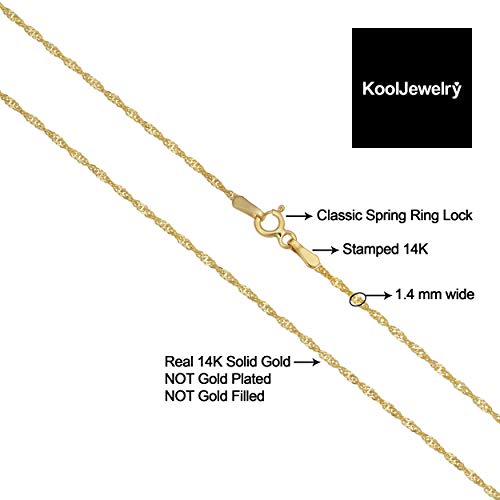 Kooljewelry 14k Yellow Gold Singapore Chain Pendant Necklace (0.7 mm, 1 mm, 1.4 mm, 1.7 mm)3