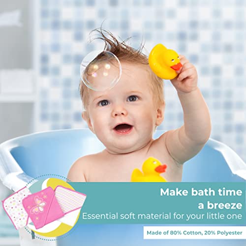 Image of Spasilk Bath Hooded Towels & Washcloths Set for Babies, 23-Piece Gift Set, Pink Butterfly, (Gift GBA23 07)