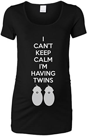I Can't Keep Calm I'm Having Twins Women's Maternity T-Shirt (Black, Large)