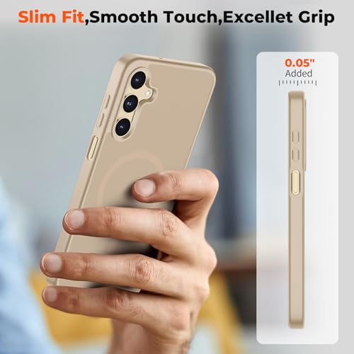 Image of SUPFINE Magnetic for Samsung Galaxy A16 5G Case with Screen Protector, (Built-in Magnets) (Military Grade Drop Protection) Slim Translucent Shockproof Phone Case,Pink Gold