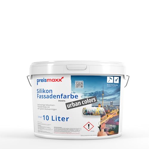 Preismaxx Silikonharz Fassadenfarbe, Weiß 10L, hochwertige, matte,...