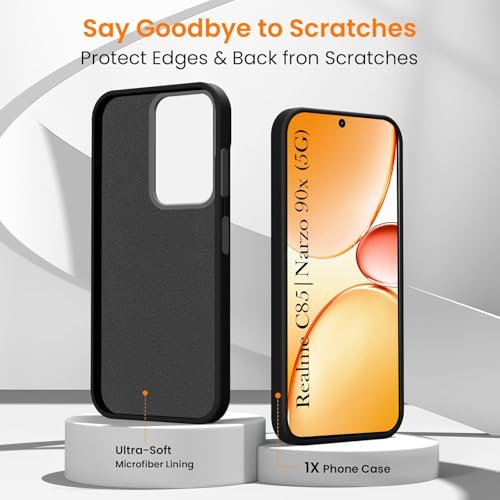 Image of Jkobi Rubberised Back Cover Case for Realme C85 5G | Realme Narzo 90x (Textured Grip Design | Micro-Fiber Cloth Inside | Slim and Light Weight | Soft Touch and Feel)