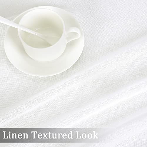 Caremee Short Cafe Curtains Semi Sheer Small Tier Curtain Linen Textured Kitchen Curtains Small Bathroom Window Treatment With Lace Tassel Farmhouse Half Window Treatments, W27 X L30, White #TOP4