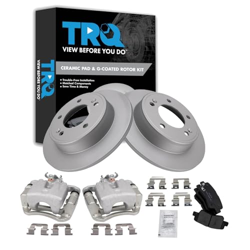 Image of TRQ Rear Brake Pad and Rotor Set Ceramic Solid Rotors Calipers | For 2014-2016 Kia Soul