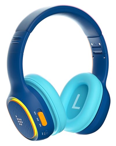 Tronsmart KH03 - Auriculares Bluetooth con cancelación de Ruido para niños, Control de Volumen Seguro, Auriculares inalámbricos con luz y micrófono, Tiempo de reproducción de 70 Horas, Cable de Audio