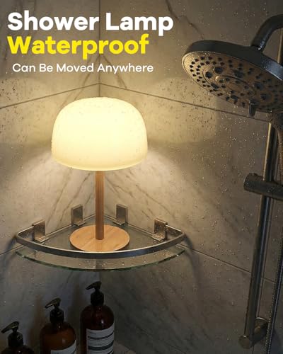 Image of Waterproof Shower Lamp Cordless Lamp - 7500mAh Rechargeable Table Lamp, Bathroom Lamp, RGB 15 Colors & 3 Color Temperature Touch Dimmable, Shower Light for Inside Shower, Bathtub, Bedroom,1PC