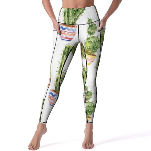Legging cactus pour femme : pantalon de sport taille haute taille S pour yoga et gym