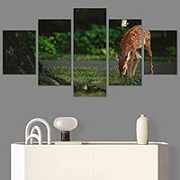 SIGNWIN 5 Panel Canvas Wall Art Animals Deer Modern Artwork for Home Decorations Ready to Hang - 60