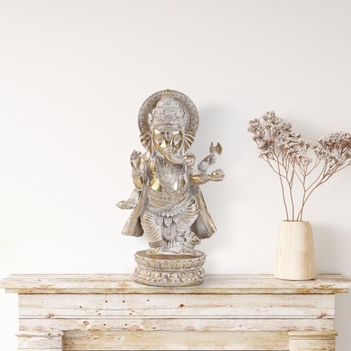 Estatua de Ganesha de resina dorada 10.6 in alto miniatura 7