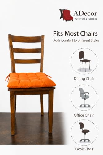Image of A Decor Soft Cotton Chair Cushion Pad | Comfortable Washable Seat Pad for Dining, Office & Study Pad for Dining, Office & Study Chairs | Thick, Durable Sitting Cushion Chairs Pack of 1| (Orange)