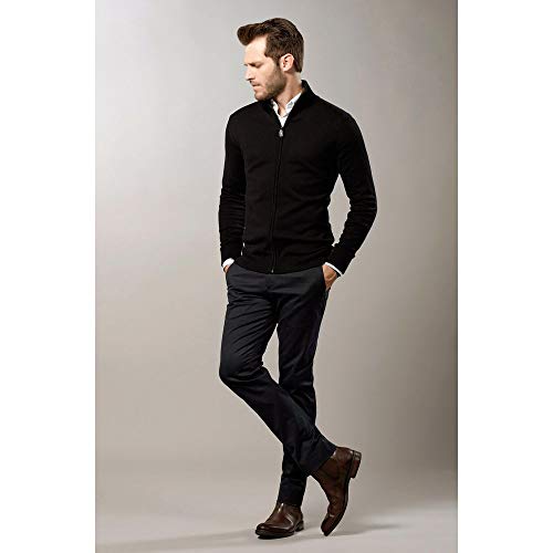 Cardigan Em Algodão C/Zíper e Puxador Em Couro preto/g