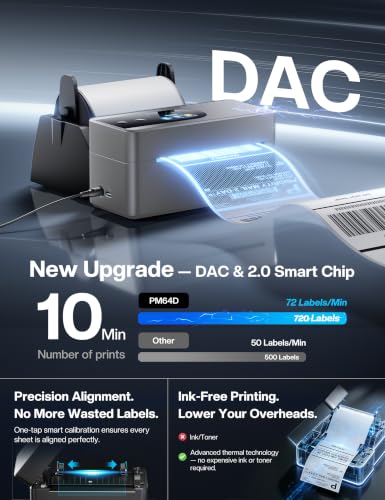 Image of Phomemo PM64D Bluetooth Thermal Label Printer & Touchscreen &500Pcs Labels