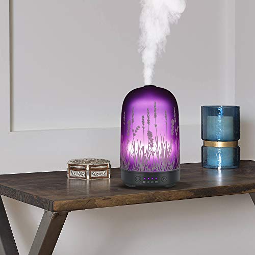 PUSEAYZ Essential Oil Diffuser 120ml Glass Fragrance Ultrasonic Cool Mist Humidifier and Waterless Auto Shut-Off 4 Timed Settings for Home Office Yoga Spa Baby