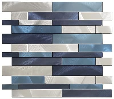 Weimeisc 10 Sheets Peel and Stick Backsplash Tile for Kitchen, Self-Adhesive Mosaic Tile, Stick on Bathroom Vanities?Fireplace Décor, Laundry Table(11.25" X 12.7") (Blue Series)