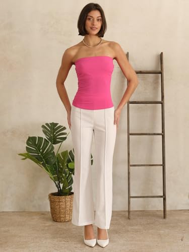 Image of MixMatchy Women's Stretchy Strapless Tube Top Y2K Bandeau Top