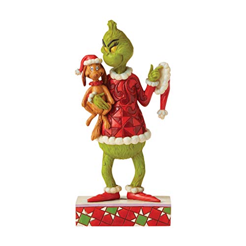 Enesco Jim Shore The Grinch Holding Max Under Arm Figurine, 7.64″ H, Multicolor