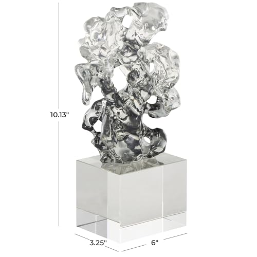 Escultura Decorativa Abstracta de Vidrio Transparente 6x3x10 pulg miniatura 3