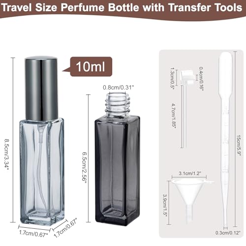 10ML Perfume Travel Refillable Spray Bottles 5Pcs Set, Mini Multicolour Glass Perfume Bottle Empty, Portable Cologne Dispenser Atomizer Sprayer, Square Shaped Travel Size Refill Bottles Kit2