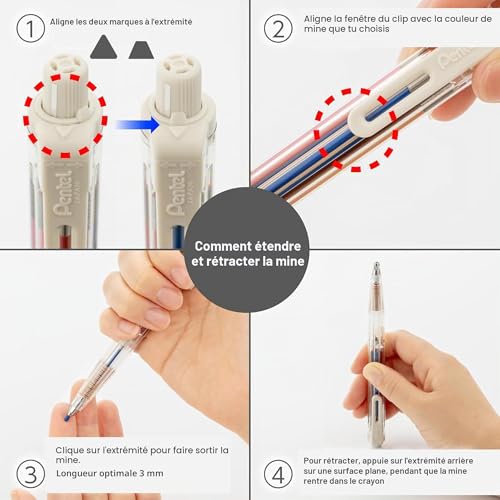 Pentel Art Multi 8 corps compact 8 mines de couleur interchangeables avec recharge