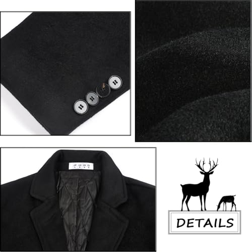 Image of ELETOP Men's Wool Trench Coat Winter Business Long Overcoat | Quilted Lined Warm Pea Coat, Business Casual, Notch Collar, Wool Blend