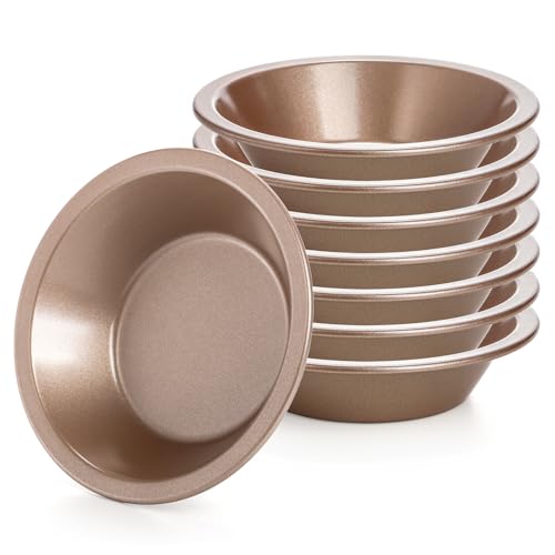 Suwimut 8 Pack Mini Pie Pan Set, 5 Inch Reusable Nonstick Individual Dish Pies Plate Carbon Steel...