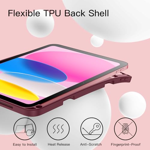 Image of JETech Cover Case for iPad (A16) 11th /10th Generation (2025 /2022) with Pencil Holder, Slim Tablet Cover with Soft TPU Back, Auto Wake /Sleep (Wine)