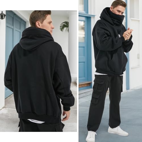 Men's Long Sleeve Fleece Hoodie Lightweight Tech Wear Soft Cotton Pullover Unisex Casual Hooded Sweatshirts2