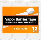 CrawlSpace-DIY Vapor Barrier Tape (12 Pack) 4” x 180’ – Heavy Duty White Polyethylene Seam Tape for Crawl Space & Basement Encapsulation, Moisture Barrier Seal for Plastic Sheeting & Underlayment