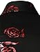 ZEROYAA Mens Hipster Gold Rose Printed Slim Fit Short Sleeve Button Down Dress Shirts ZZCL41-Black Red Large