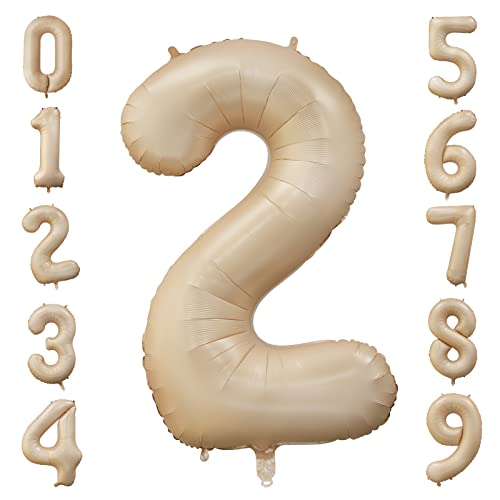 Globo con Número de Albaricoque Retro de 40 Pulgadas 2, Número de Lámina Grande 0-9 Globos de Cumpleaños Globos de Fiesta de Caramelo Para Decoración de Fiesta de Baby Shower de Aniversario