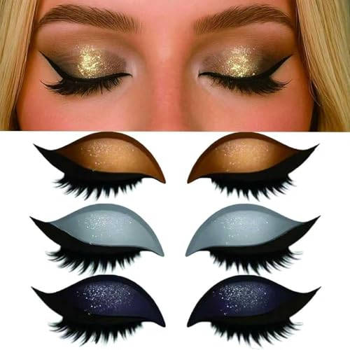 Lazy Eye Shadow Eyelash Patch 2025 New Eyeshadow Eyelash Stickers 3-in-1 Self-Adhesive Reusable Fast Eye Makeup Stickers with False Lashes With False Eyelashes Eyeshadow (brown black silver)