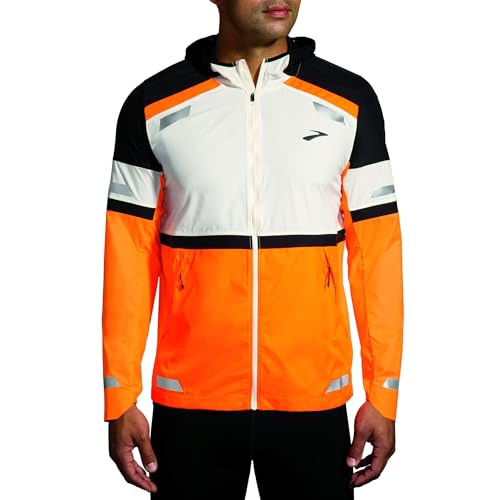 BROOKS 211519167 Run Visible Jacket 2.0 Jacket Herren Ecru/Fluoro Flash/Black Größe 40