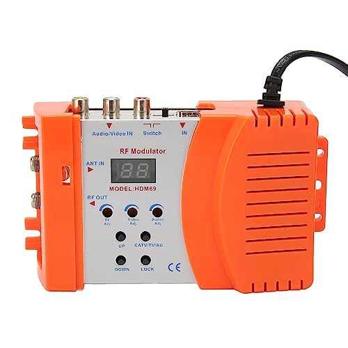 Digital RF Modulator, HDM69 AV to RF Converter Support PAL NTSC Format, HD Modulator for iOS TV, for Fire TV, HDTV Tuner, for Android TV Box (US Plug)