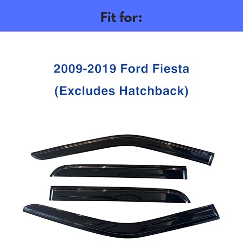 Image of IG Window Visors Fit for 2009-2019 Ford Fiesta Sedan, Out-Channel Rain Guards Vent Wind Deflectors 4PC, Car Accessories for 09-19 Fiesta Sedan (Excludes Hatchback)