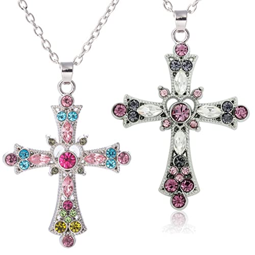 Collier croix femme cristal pendentif crucifix infini bijou religieux 45 cm