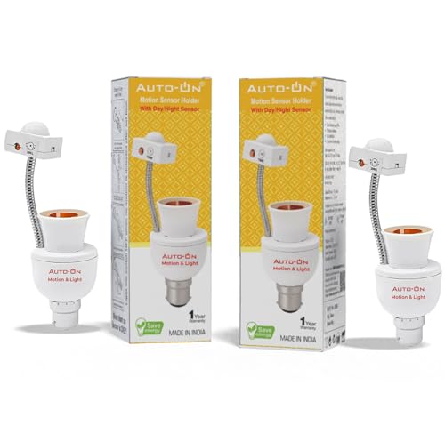 Image of Auto-ON Night-Only Motion Sensor Holder (Motion + Darkness Required) - Bulb Stays OFF in Daylight | Automatic Bulb Control | Pack of 1