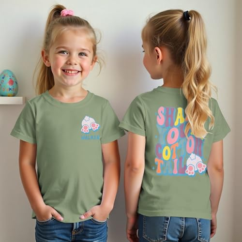 MODNTOGA Toddler Boy Easter Bunny Graphic Shirt Shake Your Cotton Tail Letter Back Print T-Shirt Holiday Short Sleeve Tops2