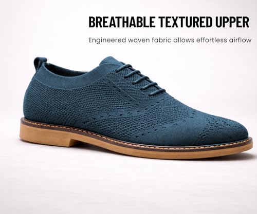 Image of Kraasa Men's Casual Sneaker Lace-Up Oxford Shoes | Breathable Knit Upper | Lightweight & Comfortable | Stylish Brown Sole | Office
