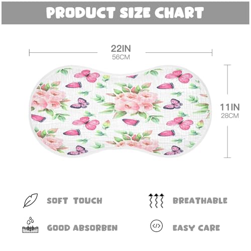 Kigai Watercolor Butterflies Burp Cloths for Baby 4-Layer Cotton Muslin Burping Cloths 22x11 inch Super Soft & Absorbent Spit Up Burp Rags for Newborn Boys Girls 1 Pack2