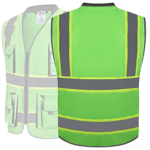 JKSafety 10 Pockets HiVis Zipper Front Fluorescent