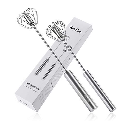 KSENDALO Push Whisks Set of 2 Stainless Wisk Hand Mixer for eggs milk and other liquids Easier Egg Whisks Save Much Energy1214 inch Silver