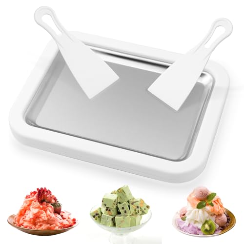 Jeinbuil Bandeja de Hielo para Hacer Helados, Rodillo Con 2 Espátulas, Máquina de Helado...