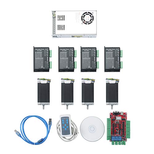 4 Axis CNC Nema23 Stepper Motor Dual Shaft 425oz-in 280Ncm 3A+CW5045 Driver 40V 4A+400W 36V Power Supply+USB CNC Breakut Board Controller Kit For CNC Router