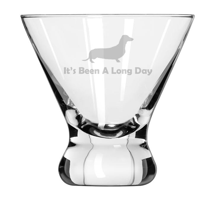 MIP 8 oz Stemless Martini Cocktail Glass Cosmopolitan Margarita It's Been A Long Day Dachshund
