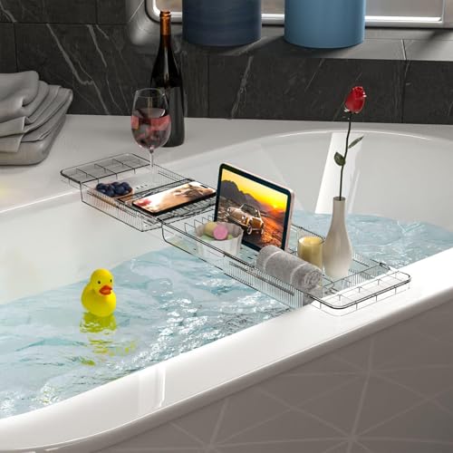 Bandeja de baño transparente para evitar caídas de tabletas y organizar la bañera 5