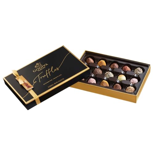 Godiva Chocolatier Signature Trufas - Surtido Emocionante de Trufas Gourmet de Chocolate con Leche, Chocolate Blanco y Negro Combinadas con Deliciosos Rellenos - 15 piezas / 195g